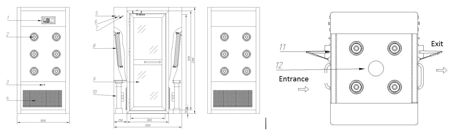 HAOAIRTECH vertical automatic air shower hot sale for pallet cargo