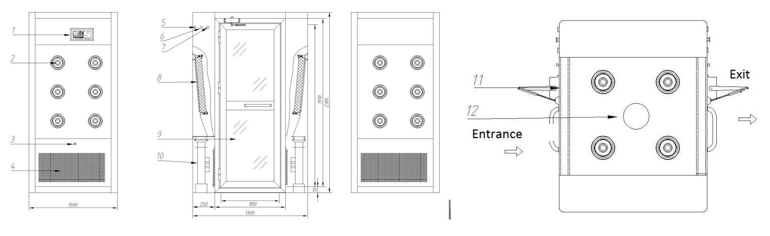 Stainless steel high efficiency cleanroom air shower with three side blowing-2