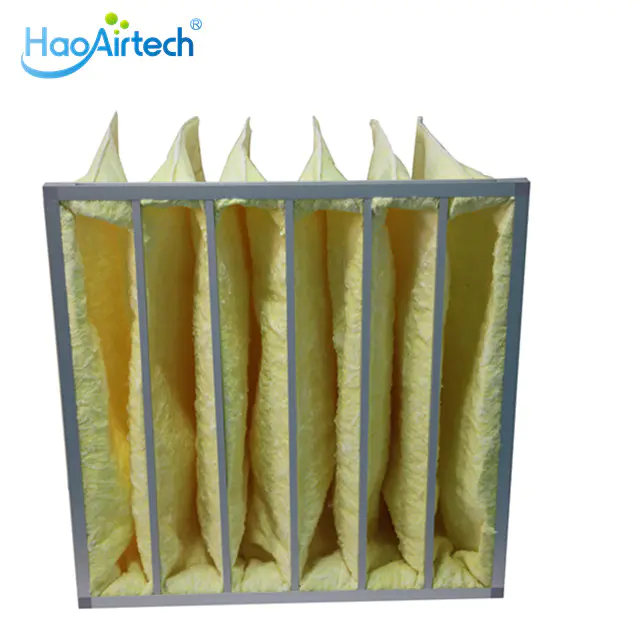 Glass Fibre Bag Ashare Air Filter With Aluminum Frame