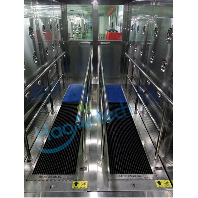 Air shower tunnel with shoes sole clean machine