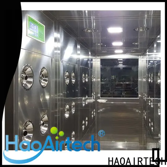 HAOAIRTECH fast rolling air shower manufacturer with three side blowing for pallet cargo