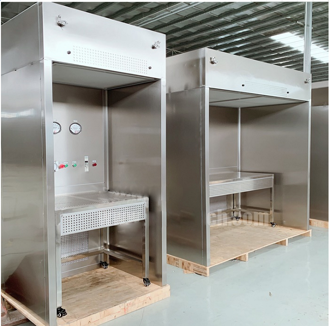 plc controlled powder dispensing booth with lcd touchable screen display for dust pollution control-1